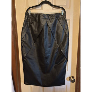 Women's Unbranded Black Faux Leather Pencil Skirt XL